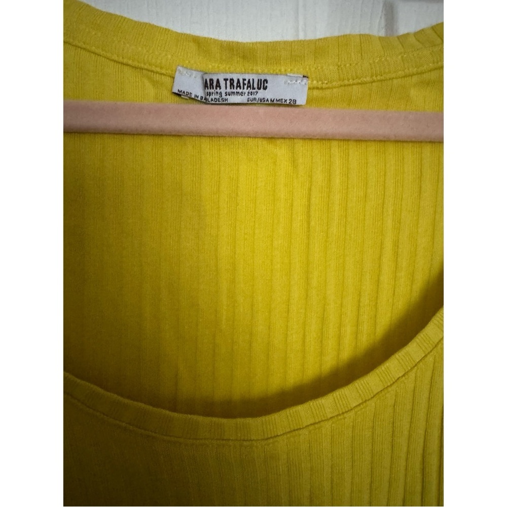 Zara Yellow Ruffle Sleeve Ribbed Top - Picture 6 of 6